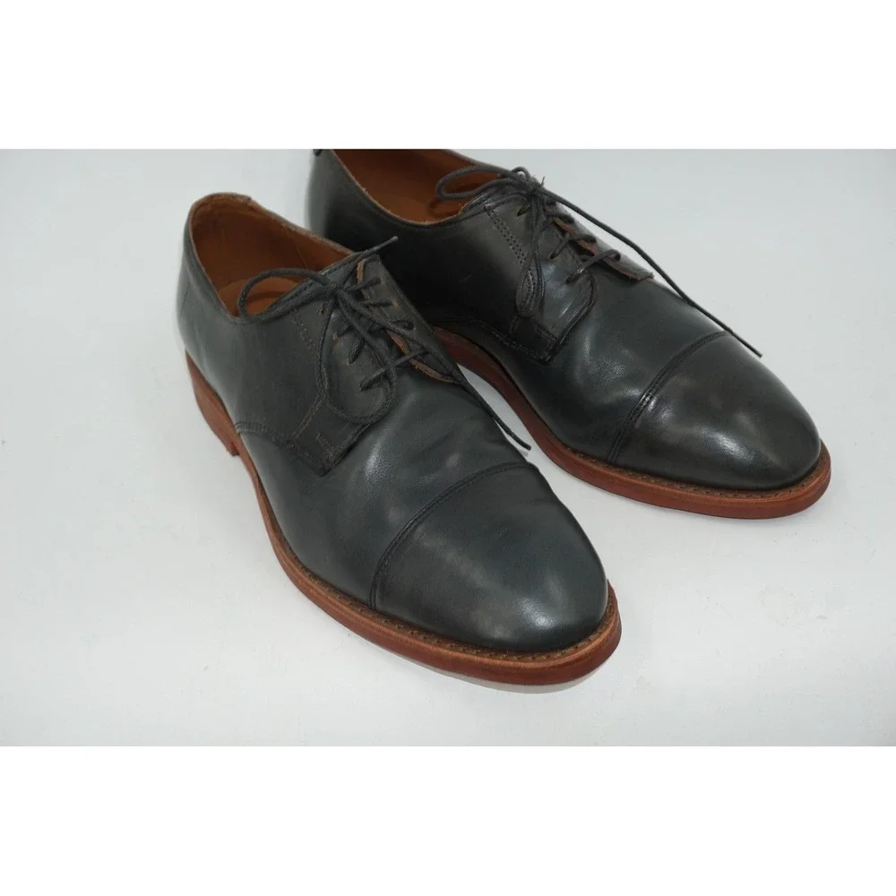 Allen Edmonds Oak Street Shoes Blue Gray Cap Toe Derby Dress Men's Size 8.5 EEE